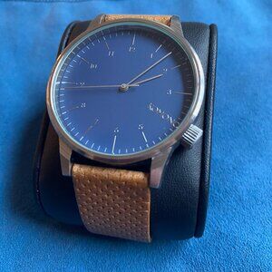 Komono "The Winston" Watch Silver Blue & Cognac